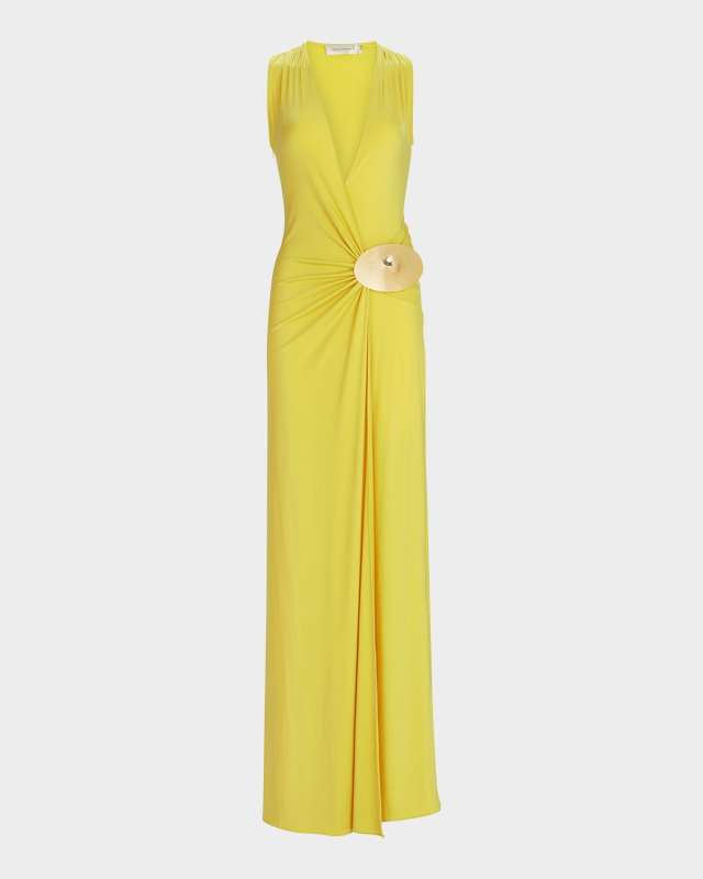 Fadila Gathered Jersey Maxi Dress